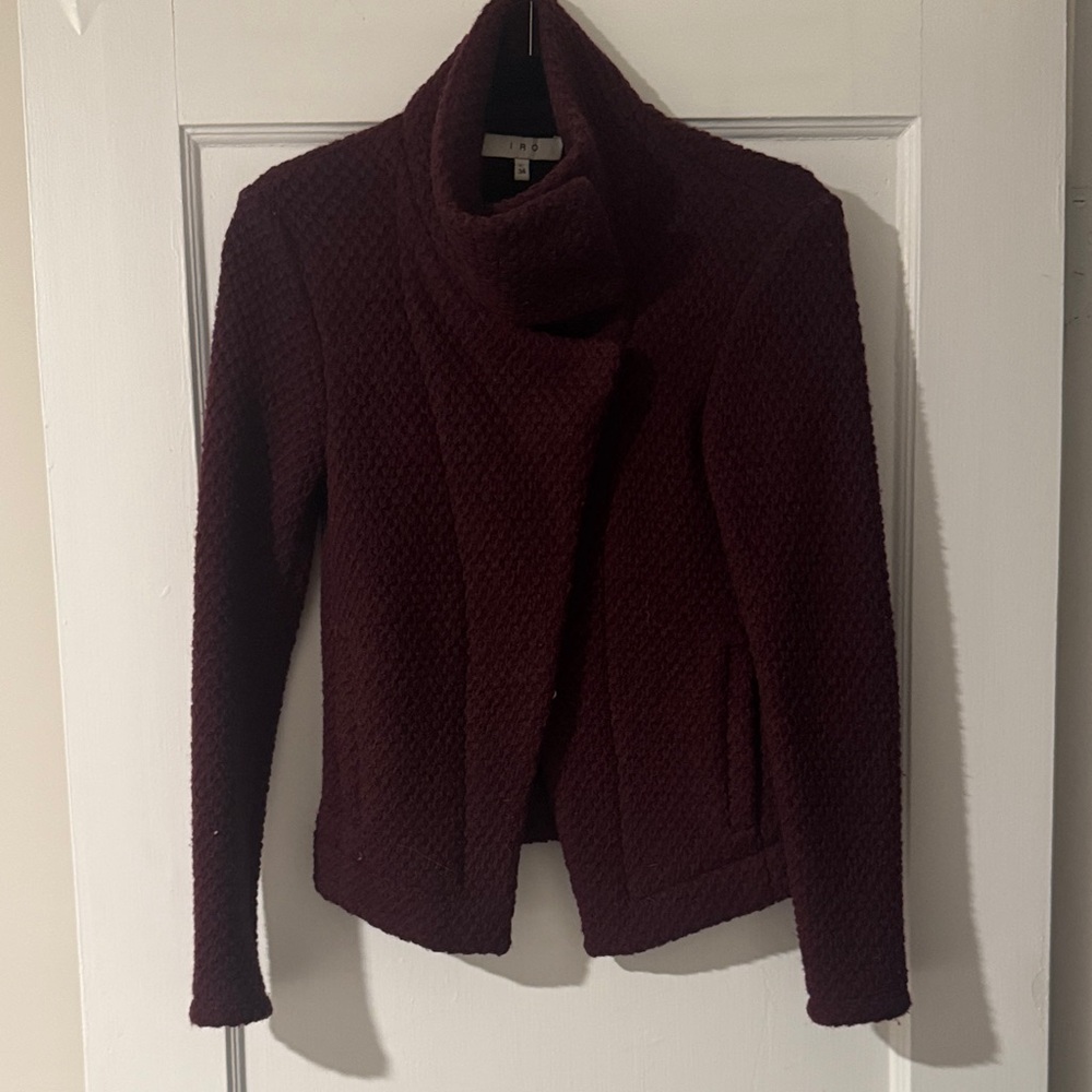 IRO Deep Burgundy Wool Cowl Neck Sweater
